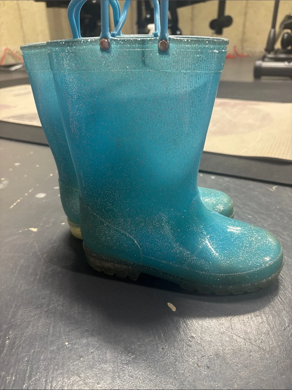 LIGHT UP Kids Teal Glitter Rain Boots – Waterproof Outdoor Boots